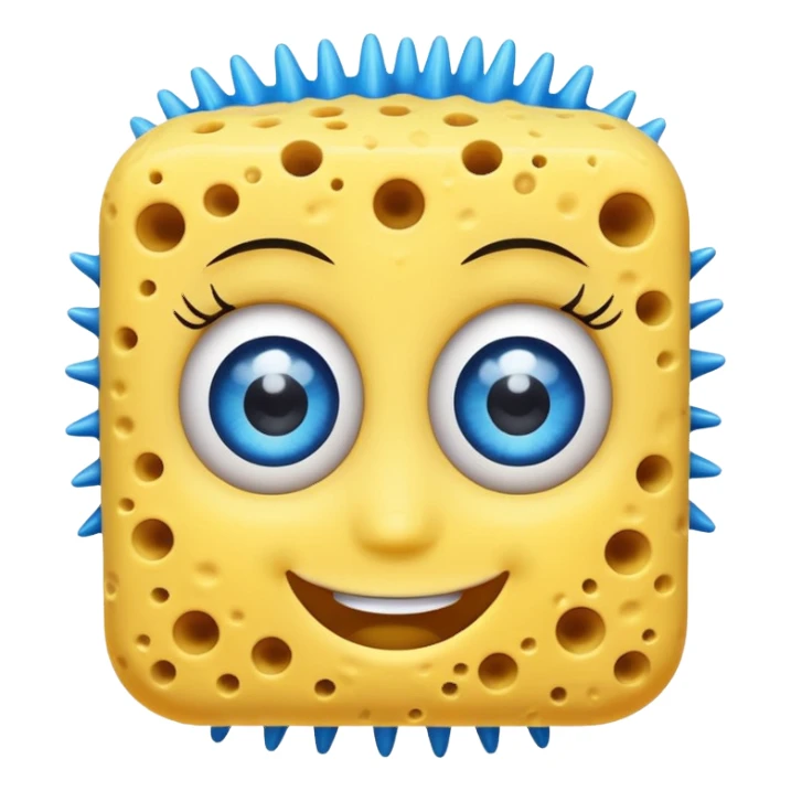 Esponja con ojos azules y pestañas sticker