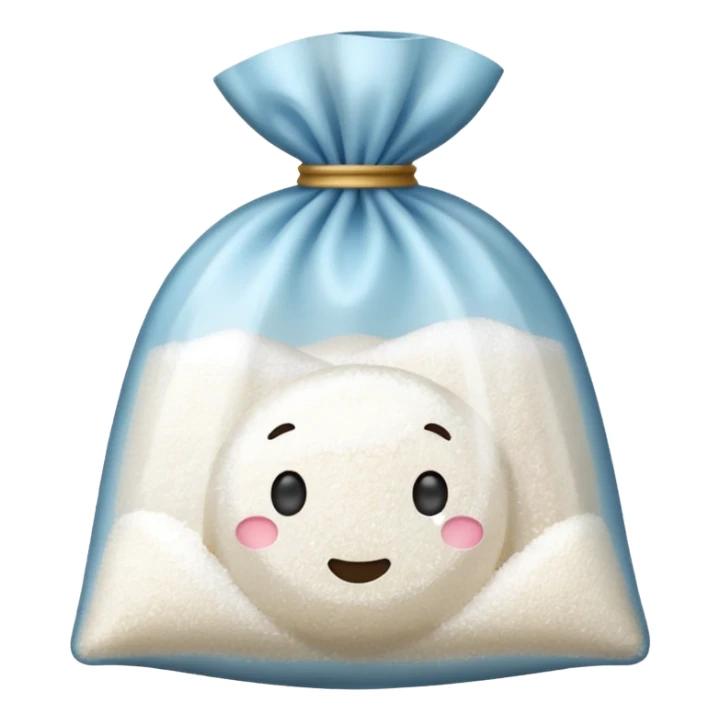 small bag with sugar inside sticker