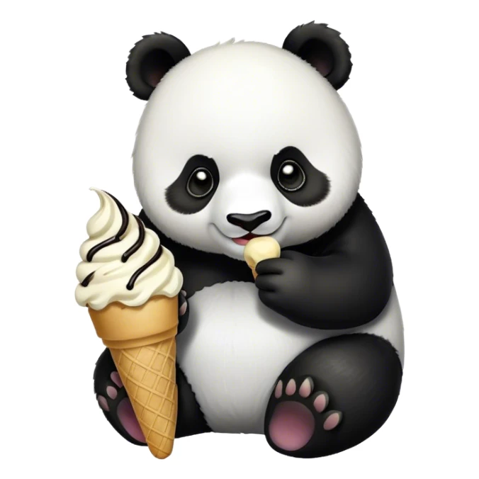 Panda eating ice cream sticker