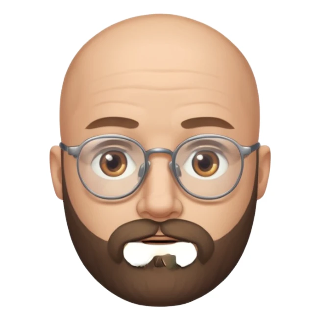 bearded bald man with eyeglasses sticker