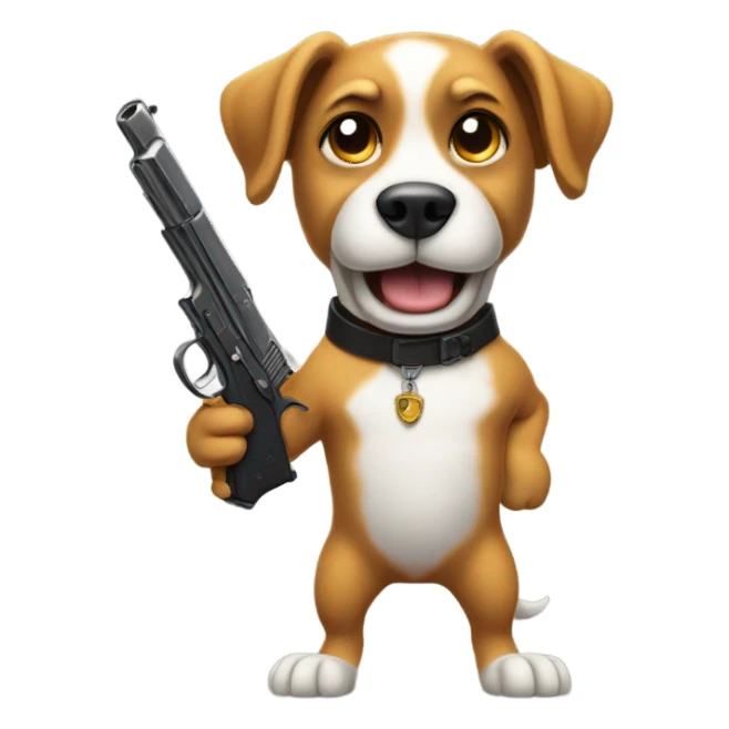 Dog shooting a gun sticker