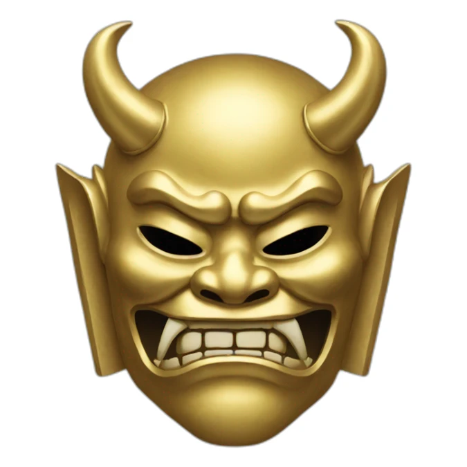 gold japanese oni mask sticker