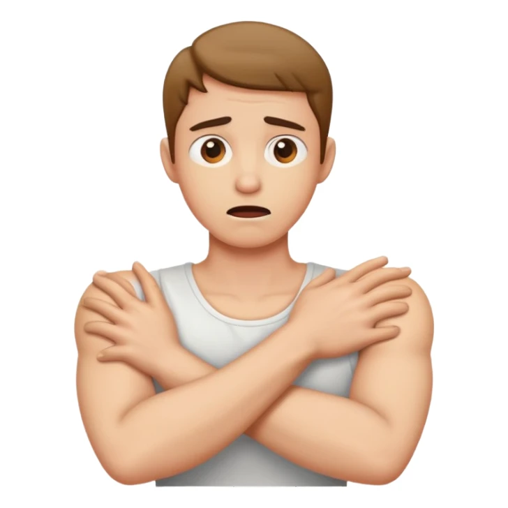 arms crossed holding neck terrified sticker