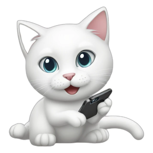 white cat playing phone sticker