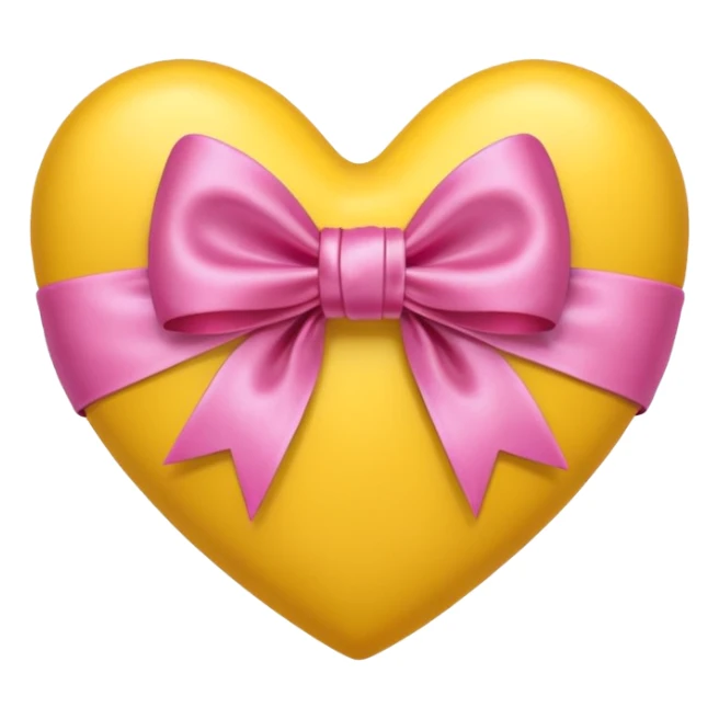 yellow heart with a pink bow  sticker