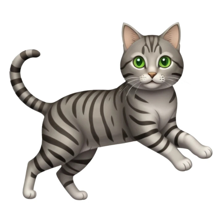 Gray tabby cat with green eyes prancing sticker