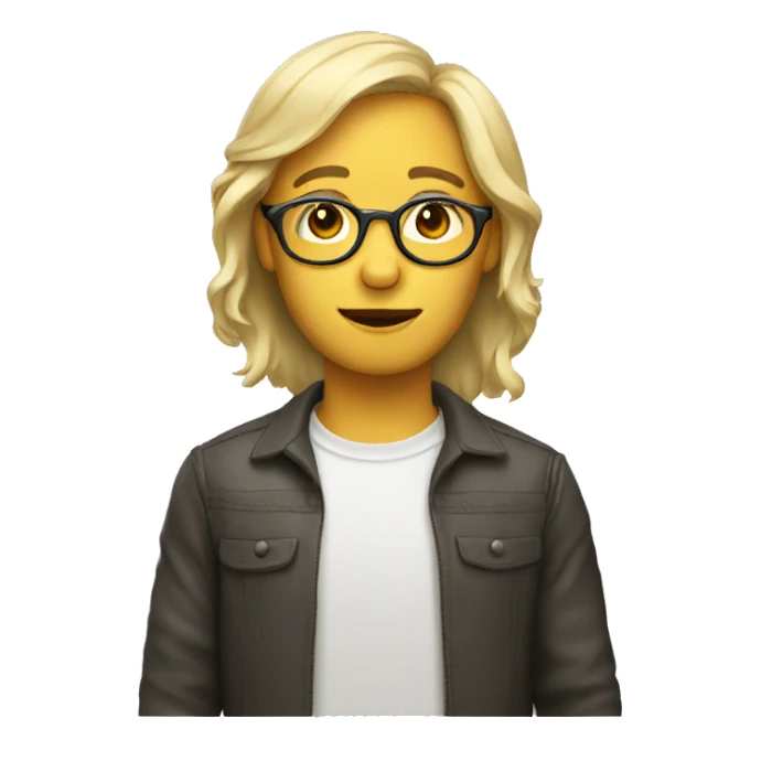 Circle head glasses and light hair sticker