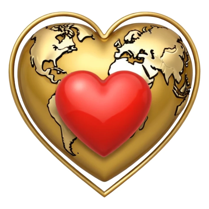 heart with a globe motif sticker