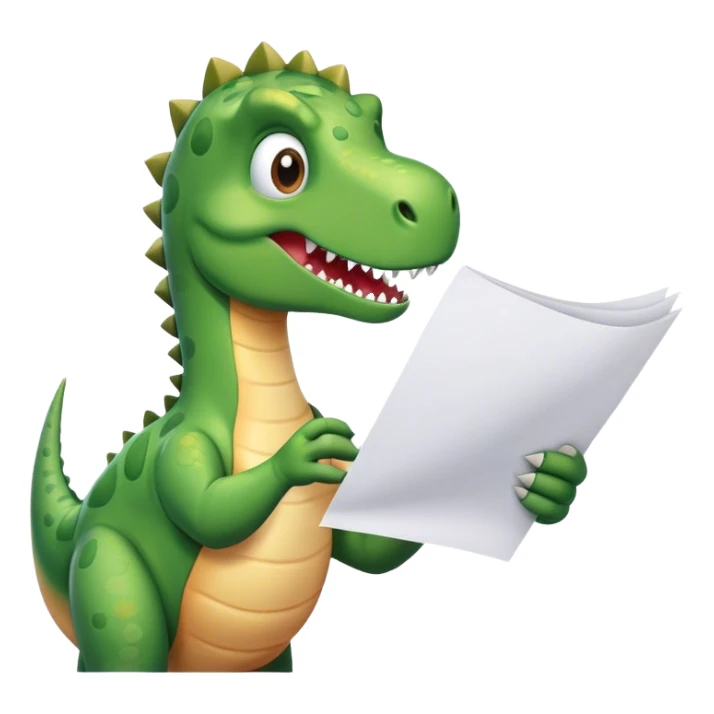 dinosaur hand holding papers sticker