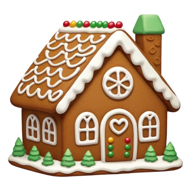 gingerbread house cookie with white icing sticker
