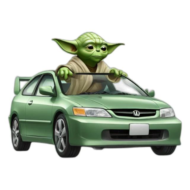 Yoda driving 2001 Honda civic sticker