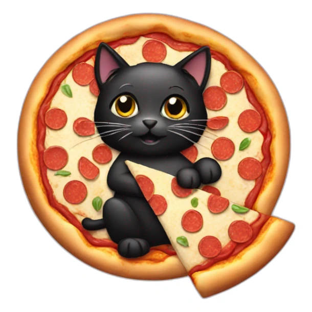 a cute black cat making a pizza sticker