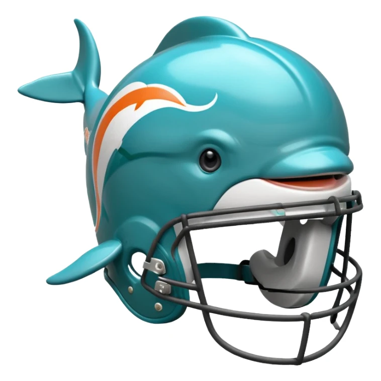 A dolphin with a Miami dolphins helmet on the field sticker