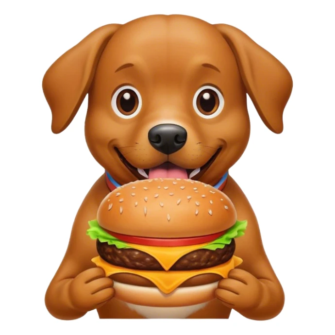 dog eating burger sticker