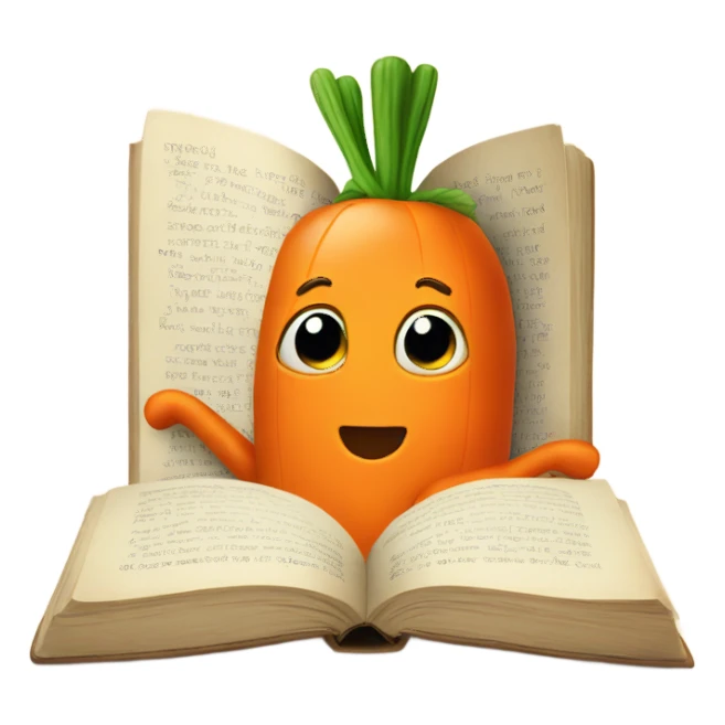 carrot reading book sticker