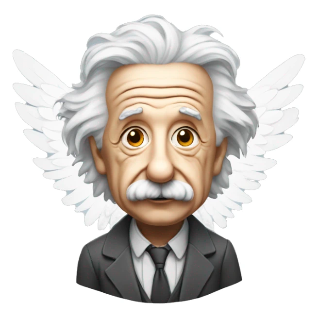 Albert Einstein with a pair of wings sticker