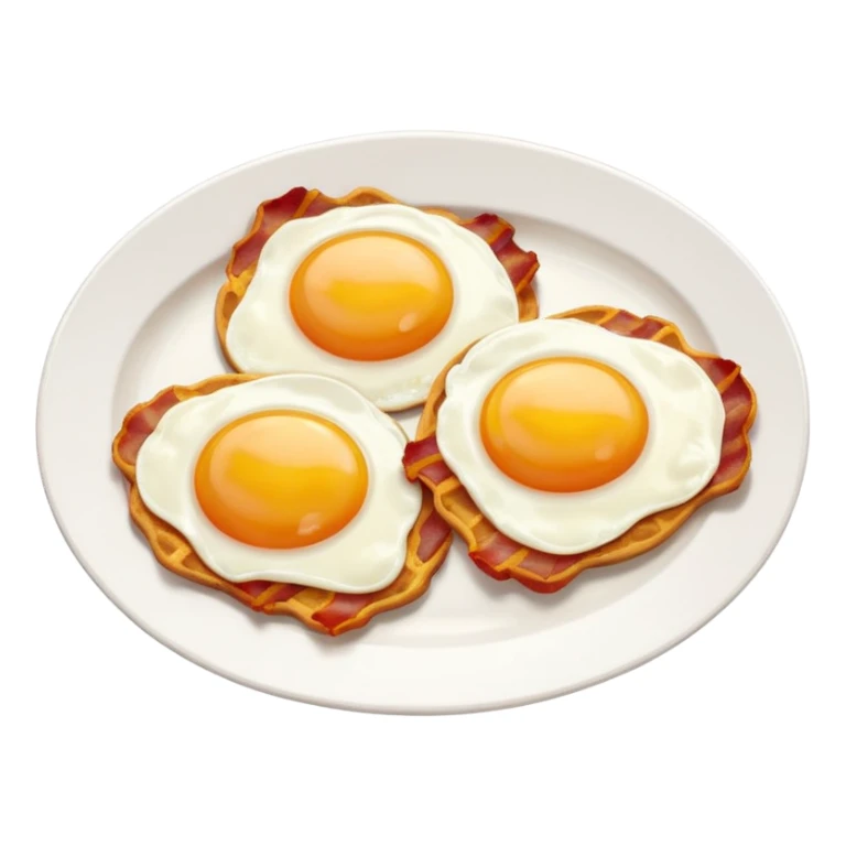 2 fried Eggs with bacon on a dish sticker