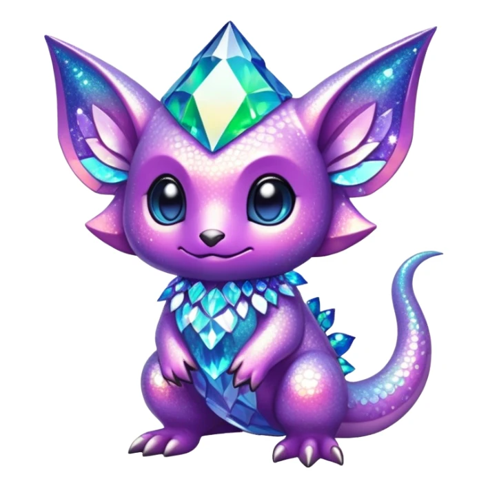 Randomly-colored sparkly exotic chibi Fakémon-creature sticker