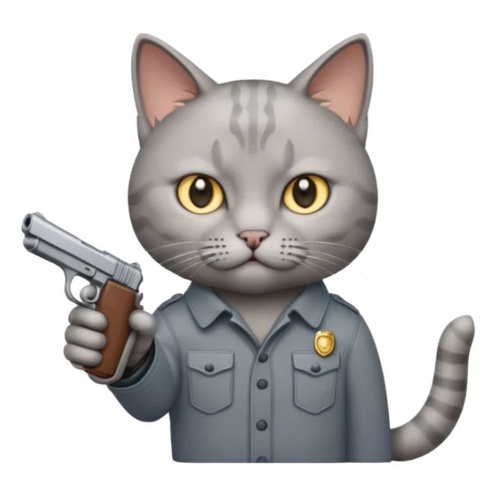 Cat with a pistol sticker