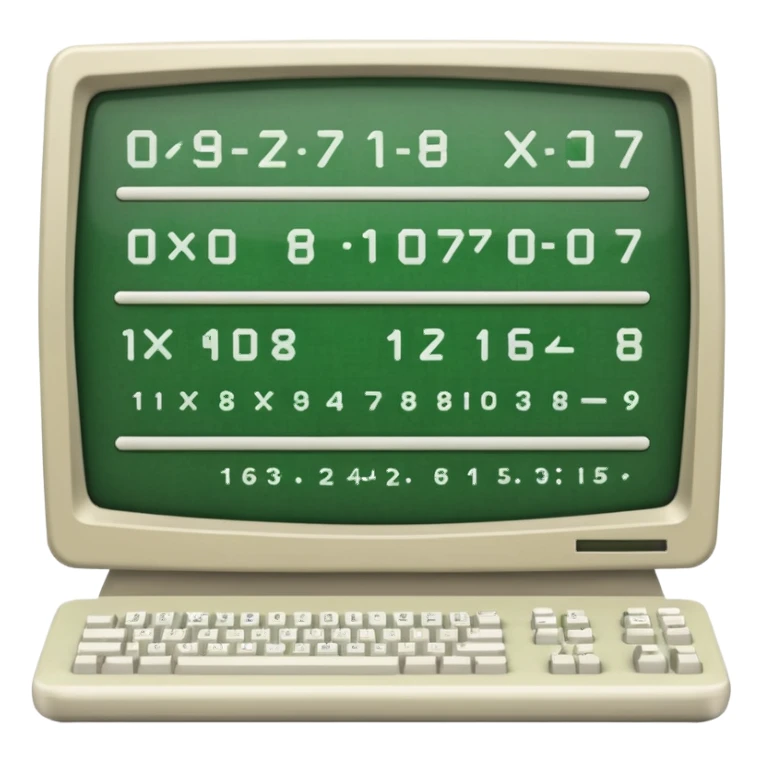 mac os icon code computer retro terminal, black, green white, numbers and code lines on the screen sticker