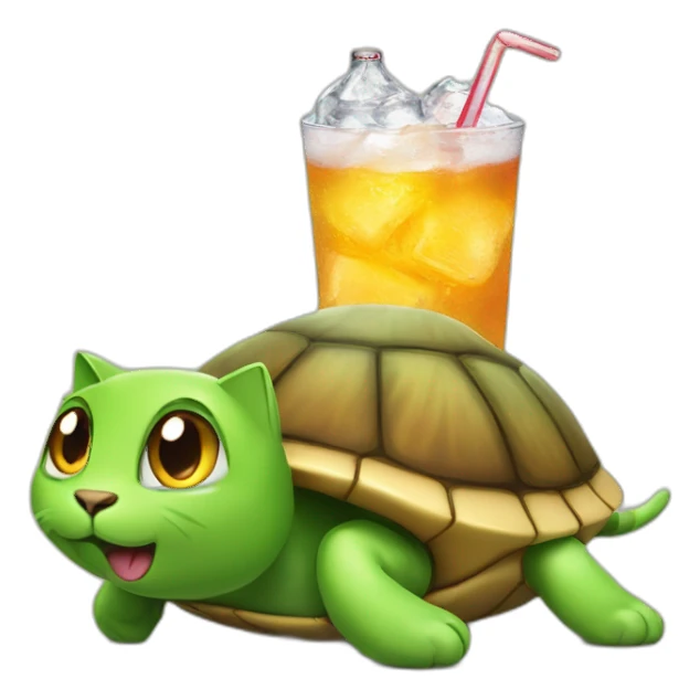 a cat with a soda on a turtle sticker