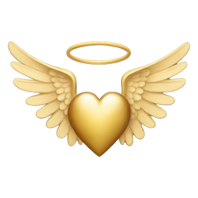gold heart with angel wings sticker