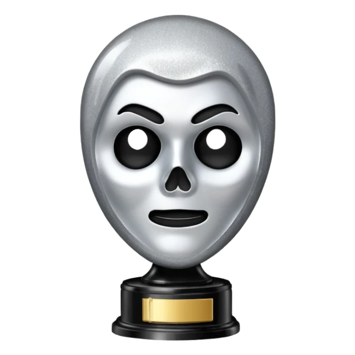 glitter trofeu com a cara do ghostface branco sticker