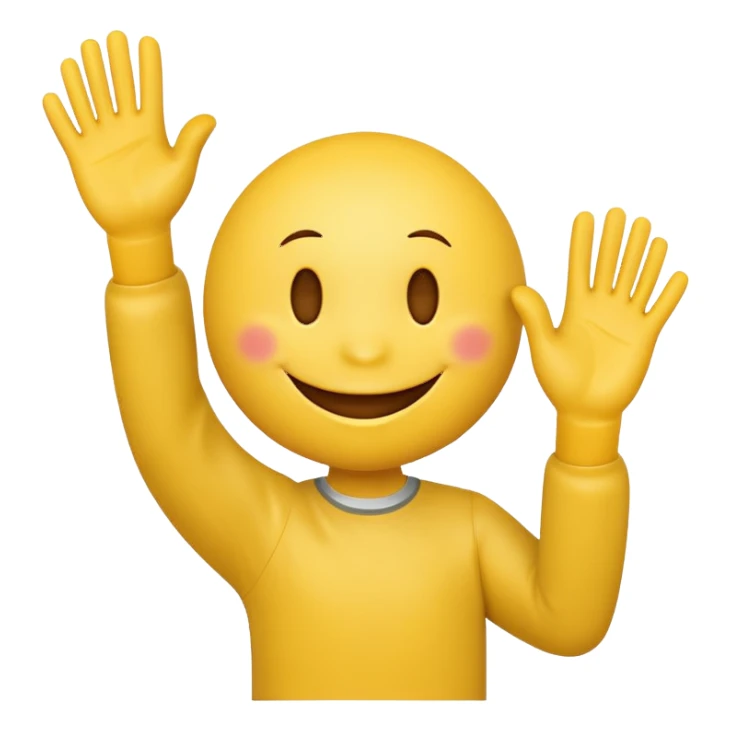 Smiley face with hands waving  sticker