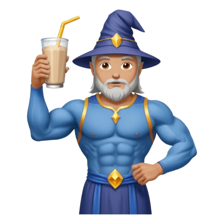 wizard working out and drinking protain sticker