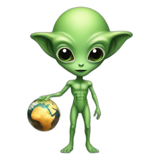 Alien with earth sticker