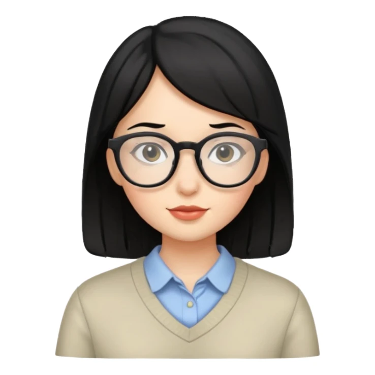 a black haired girl with glasses sticker