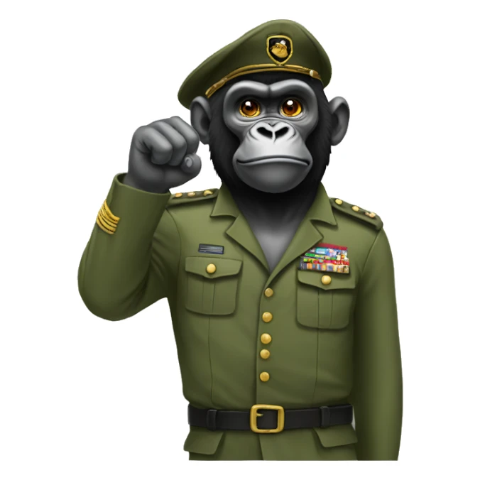Saluting gorilla army sticker