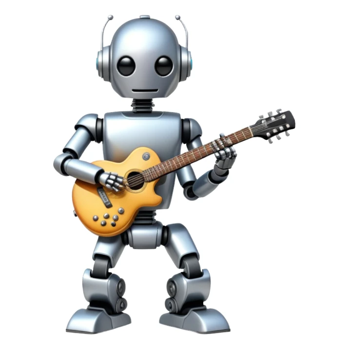Robot playing guitar sticker