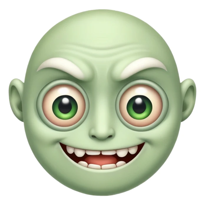 Funny mutant with multiple eyes and a silly smile sticker