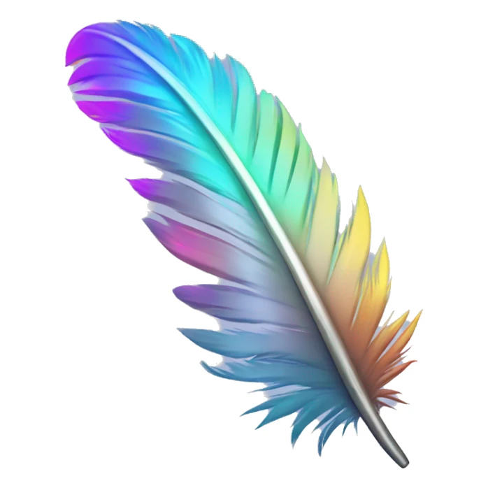 holographic feather with glowing tips and a soft gradient sticker