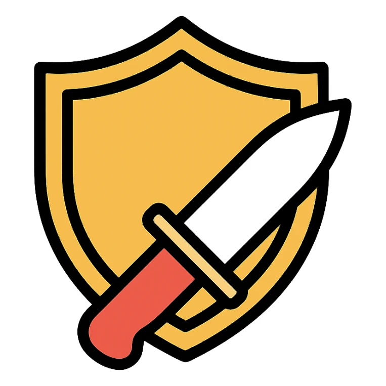shield and knife colored icon sticker