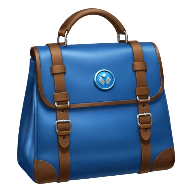 blue coins on top a brown leather bag  sticker