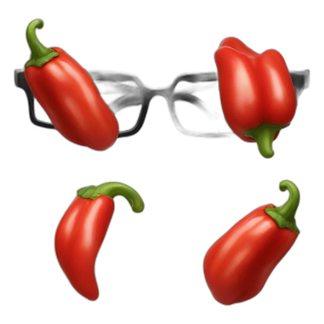 Red Pepper in black star glasses sticker