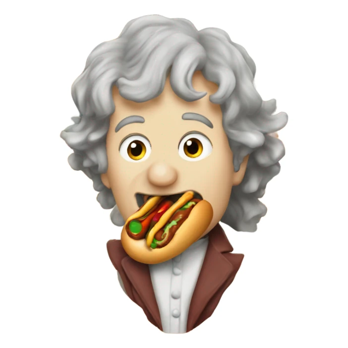Bilbo baggins eating a hotdog  sticker