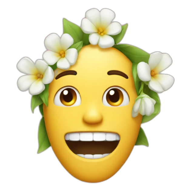 Guy with a flower in his teeth winking sticker