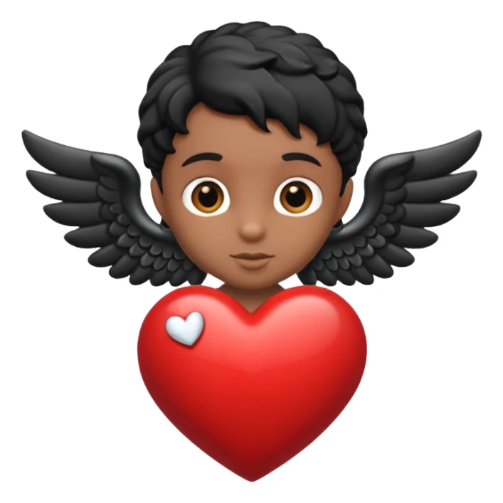 black cupid heart sticker