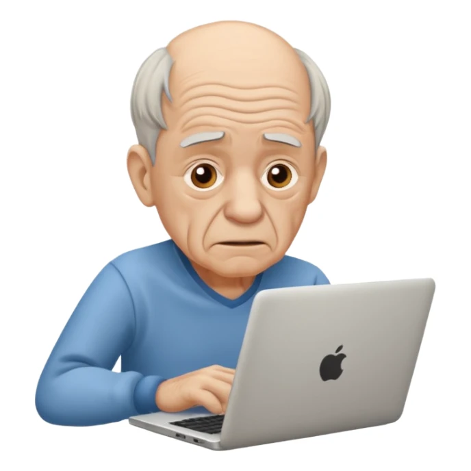 confused old man on a laptop sticker