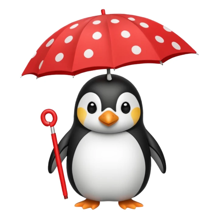 Penguin with red polka-dot umbrella sticker