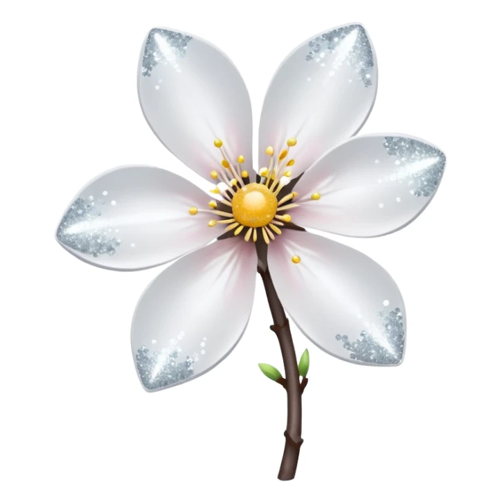 white sakura with a glitter effect sticker