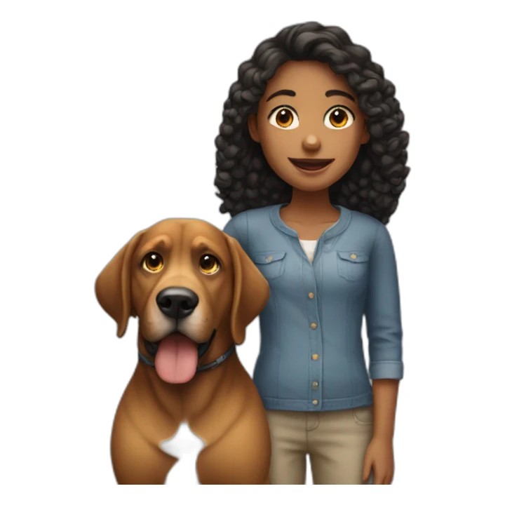 Girl with big dog  sticker