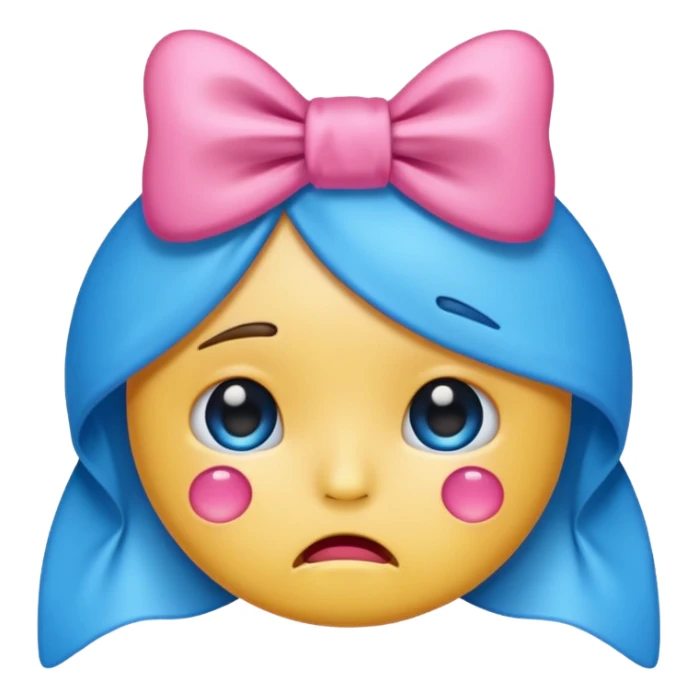 crying emoji with a bow on top sticker