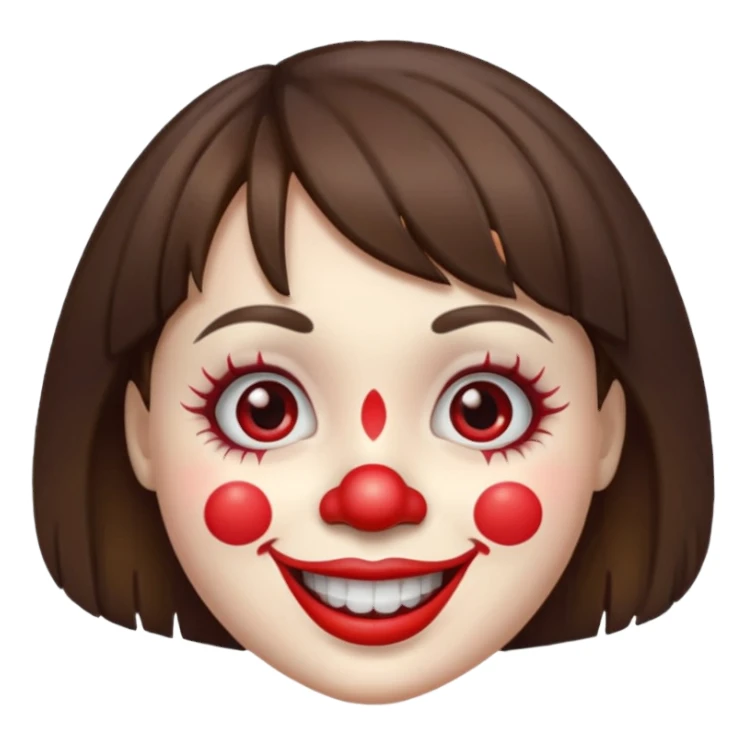 A clown emoji with brunette bangs sticker
