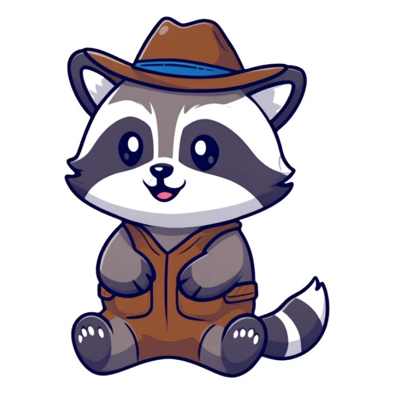 cartoon raccoon cowboy rolling his eyes sticker