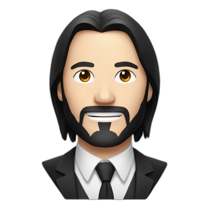 John Wick is smiling with heart sticker