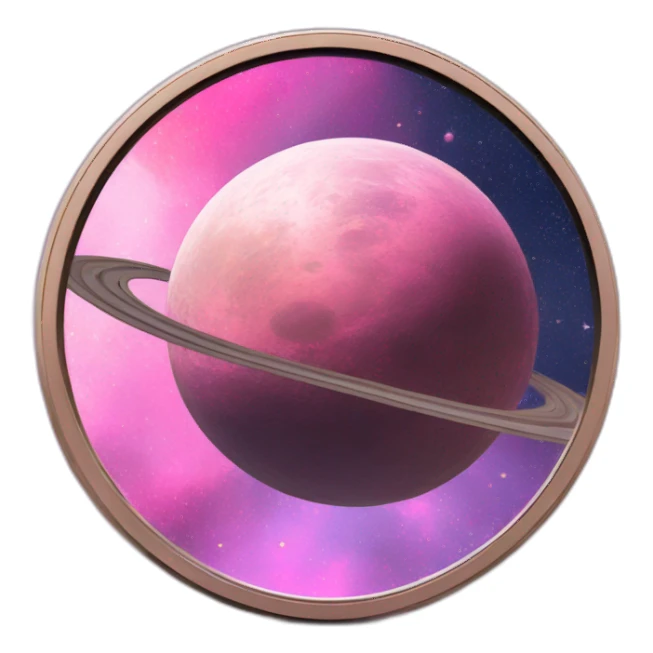 space themed coin with pink hues sticker